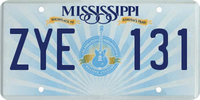 MS license plate ZYE131