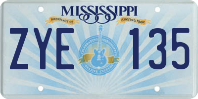 MS license plate ZYE135