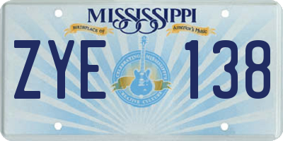 MS license plate ZYE138