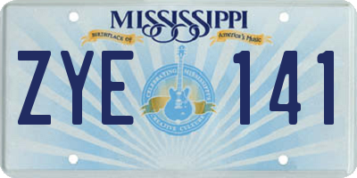 MS license plate ZYE141