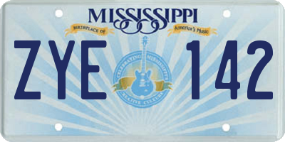 MS license plate ZYE142