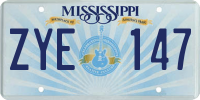 MS license plate ZYE147