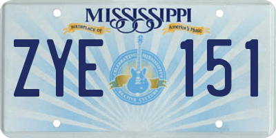 MS license plate ZYE151