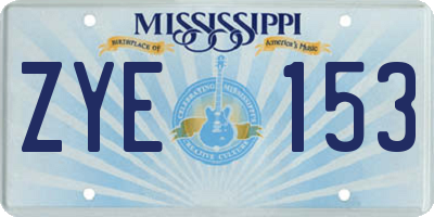 MS license plate ZYE153