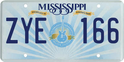 MS license plate ZYE166
