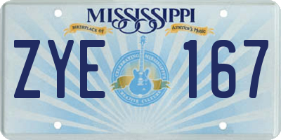 MS license plate ZYE167