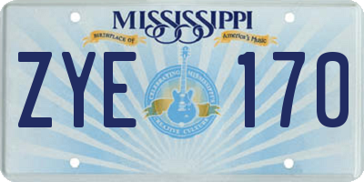 MS license plate ZYE170