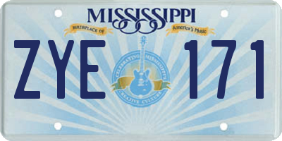 MS license plate ZYE171