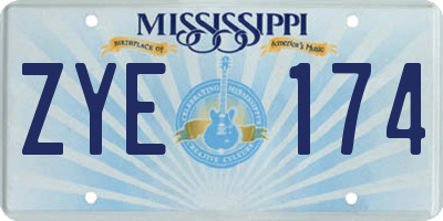 MS license plate ZYE174