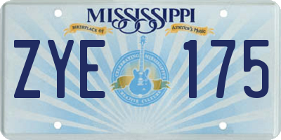 MS license plate ZYE175