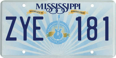 MS license plate ZYE181