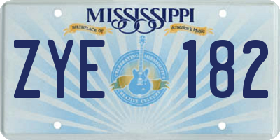 MS license plate ZYE182