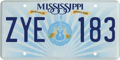 MS license plate ZYE183