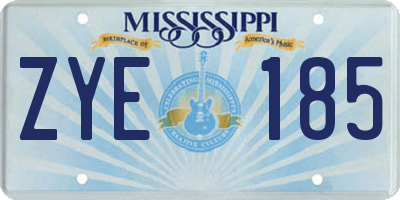 MS license plate ZYE185