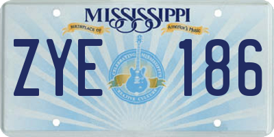 MS license plate ZYE186