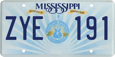 MS license plate ZYE191