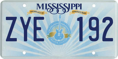 MS license plate ZYE192