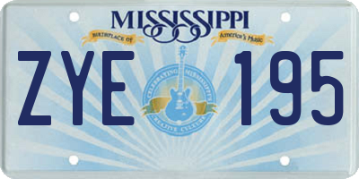 MS license plate ZYE195