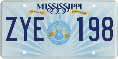 MS license plate ZYE198
