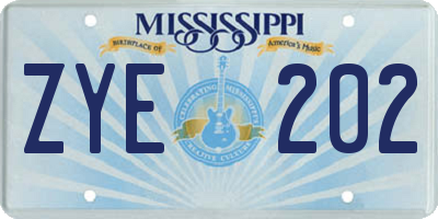MS license plate ZYE202