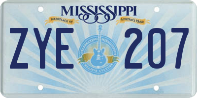 MS license plate ZYE207