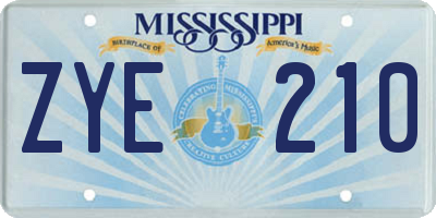 MS license plate ZYE210