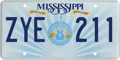 MS license plate ZYE211
