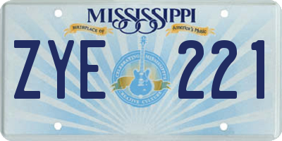 MS license plate ZYE221