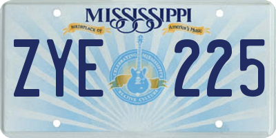 MS license plate ZYE225