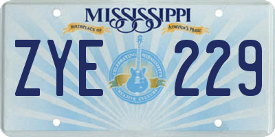 MS license plate ZYE229