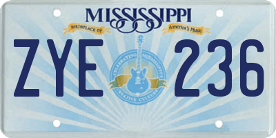 MS license plate ZYE236