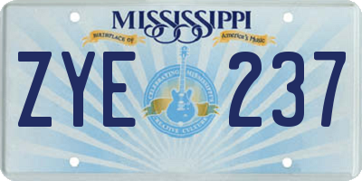 MS license plate ZYE237