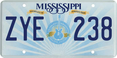 MS license plate ZYE238