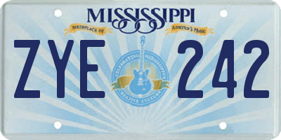 MS license plate ZYE242