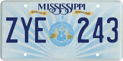 MS license plate ZYE243