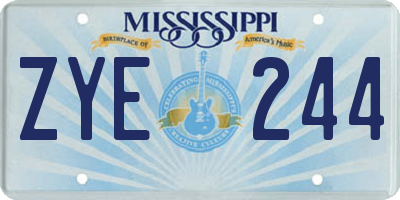MS license plate ZYE244