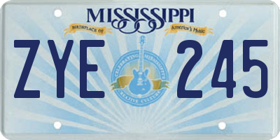 MS license plate ZYE245