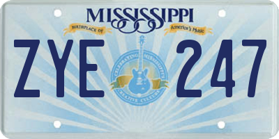 MS license plate ZYE247