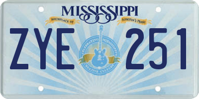 MS license plate ZYE251