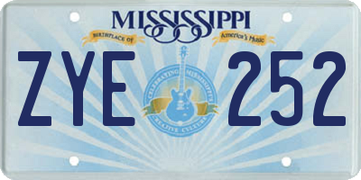 MS license plate ZYE252