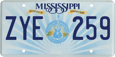 MS license plate ZYE259