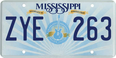 MS license plate ZYE263
