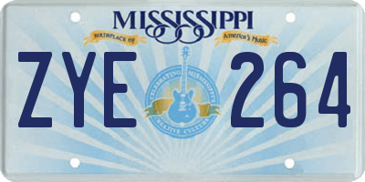 MS license plate ZYE264