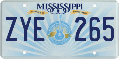 MS license plate ZYE265