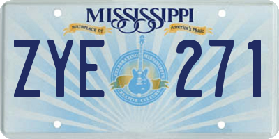 MS license plate ZYE271