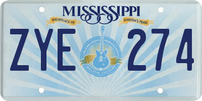 MS license plate ZYE274