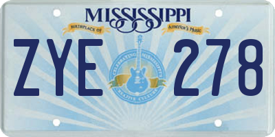 MS license plate ZYE278