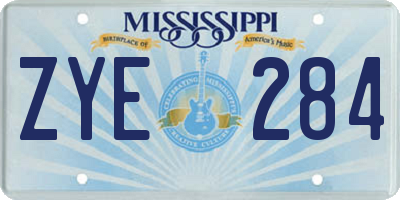 MS license plate ZYE284