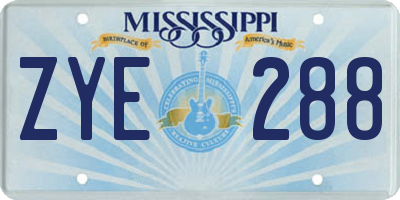 MS license plate ZYE288