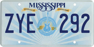 MS license plate ZYE292